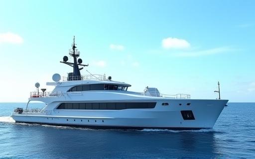 A research vessel with sophisticated sensor equipment on its deck.